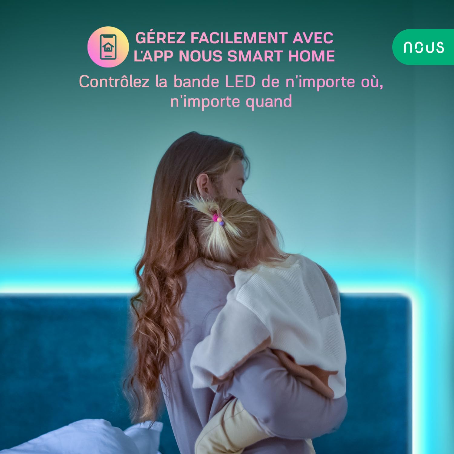 Nous Taśma LED F2 RGB 10 m. Taśmy Wi-Fi; Alexa Google Home kolorowe zakrzywione światła zestaw do telewizora, sypialni, biurka, kuchni, podświetlenia do gier Tuya Smart Life akcesoria do automatyki