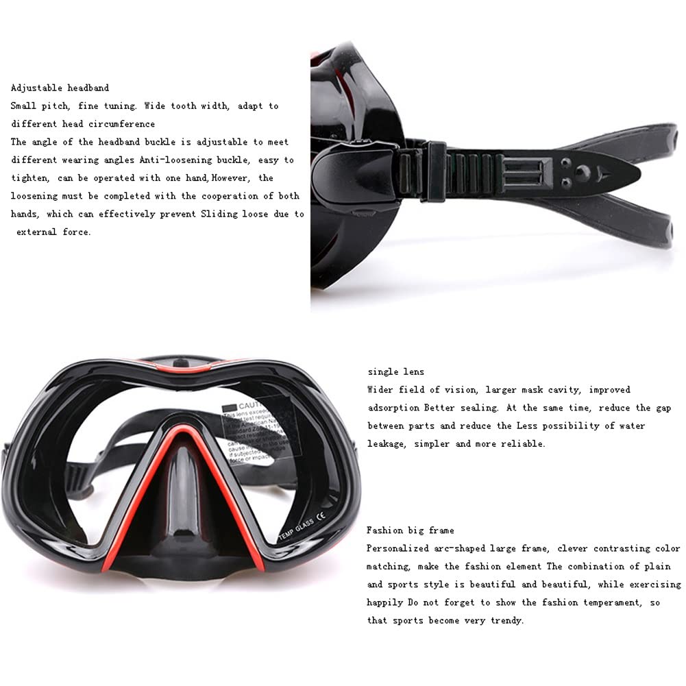 MRKU Gafas de Buceo Equipo de Snorkel Buceo Snorkel Lente única Mejorada Gafas de Buceo Profundo Profesional Máscara de Silicona líquida Gafas de natación de Vidrio Templado Máscara de Snorkel