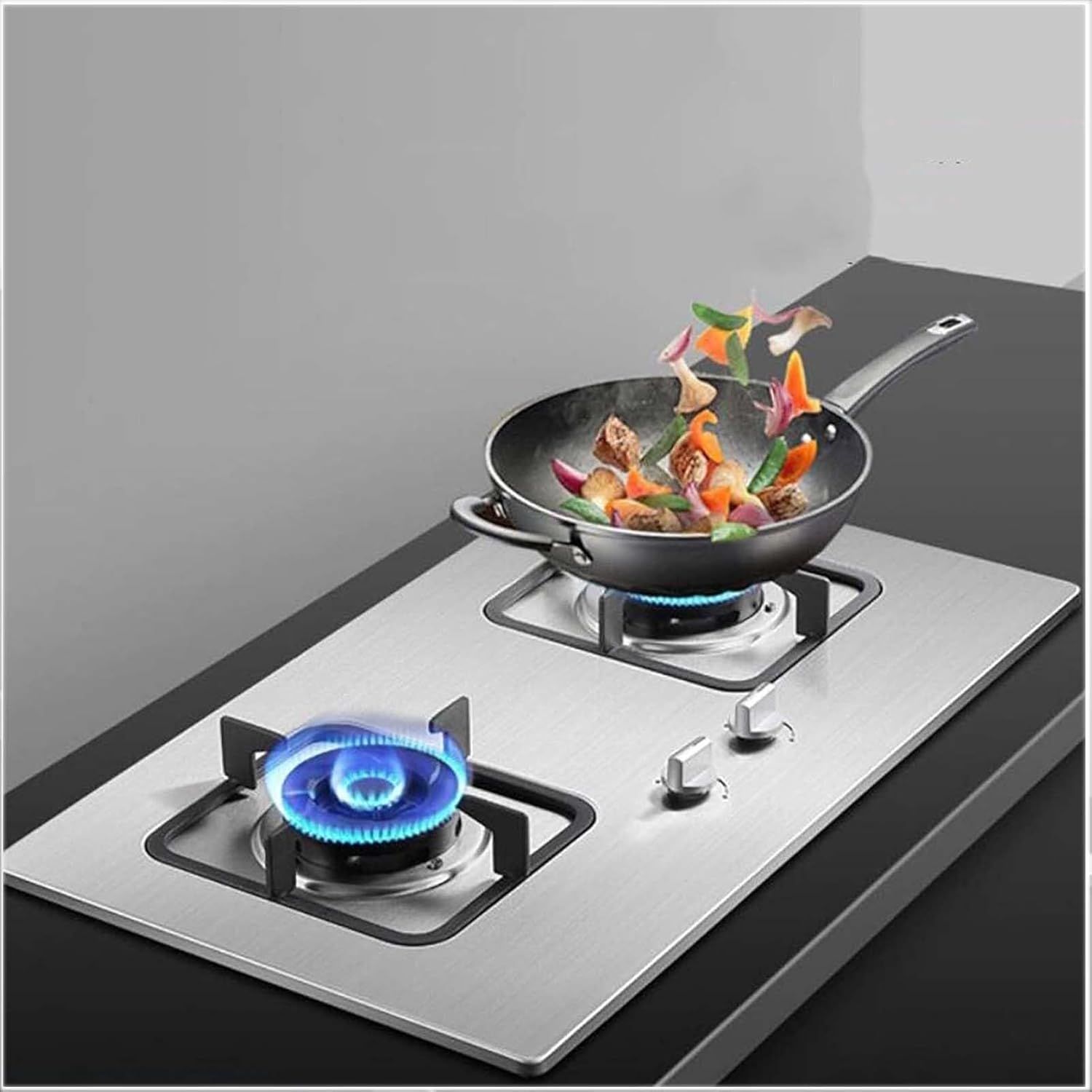 Outdoor 2 Burner Gas Stove - 4.2KW Stainless Steel Cooker, Tabletop and Flush-mounted Ranges, Durable Cooktop Camping(NG)(Ng)