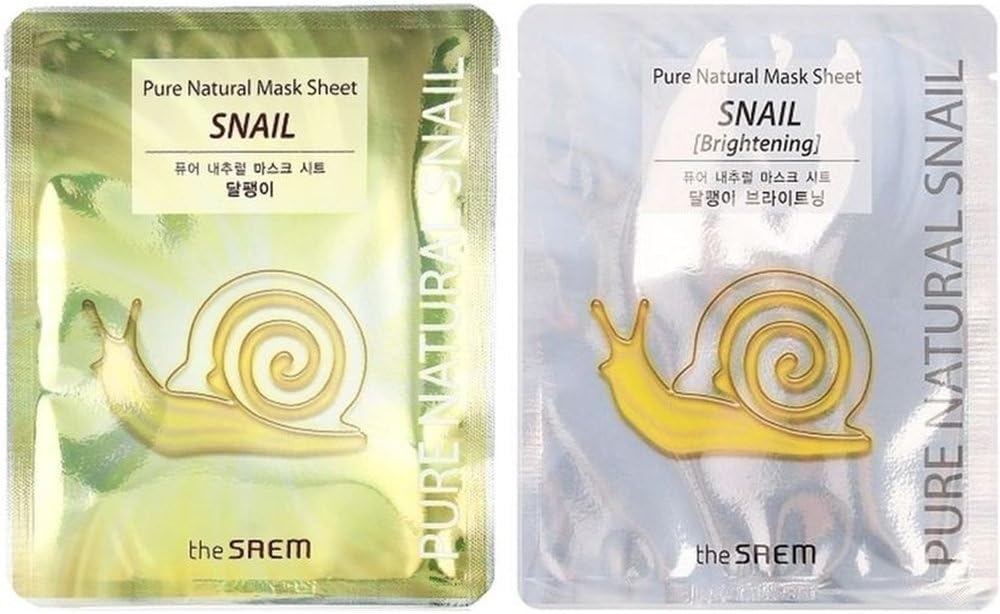 The Saem Korean Mask Pack of 20 Snails (10+10) Pure Natural Mask Sheet
