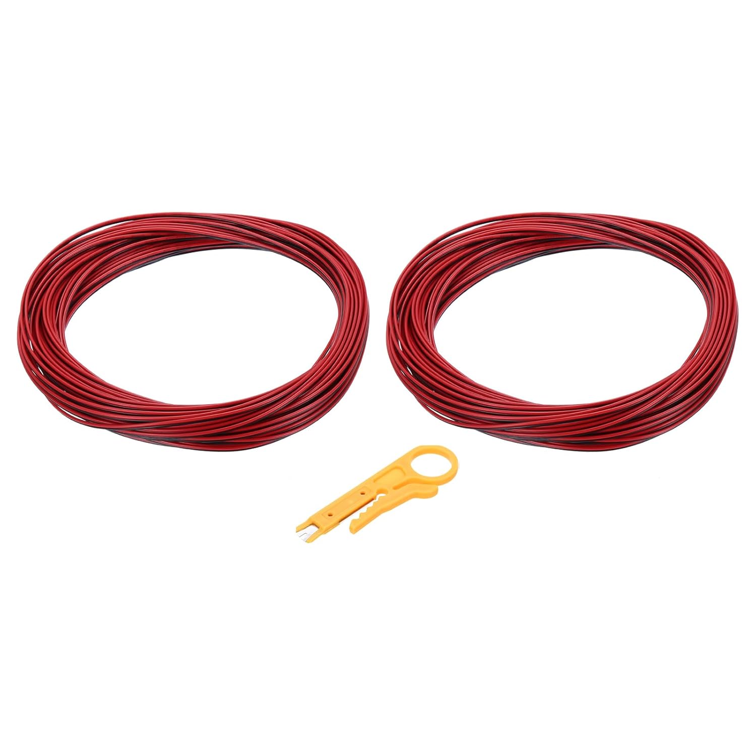 MECCANIXITY 24AWG 2-Conductor Electrical Wire, Tinned Copper 15Ft/4.5M Long Red Black Flexible Extension Cord 300V Parallel Wire with Wire Stripper for LED RGB Cable, DIY Model