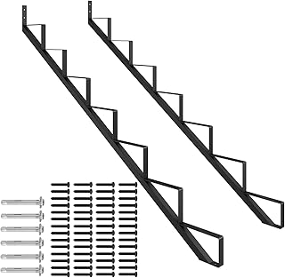 Steel Stair Stringer 7 Step-2 pcs, Pre-drilled Holes Steel Stair Riser for Deck Height 58in,Heavy Duty Outdoor Steps,MAX Load Capacity:500lbs