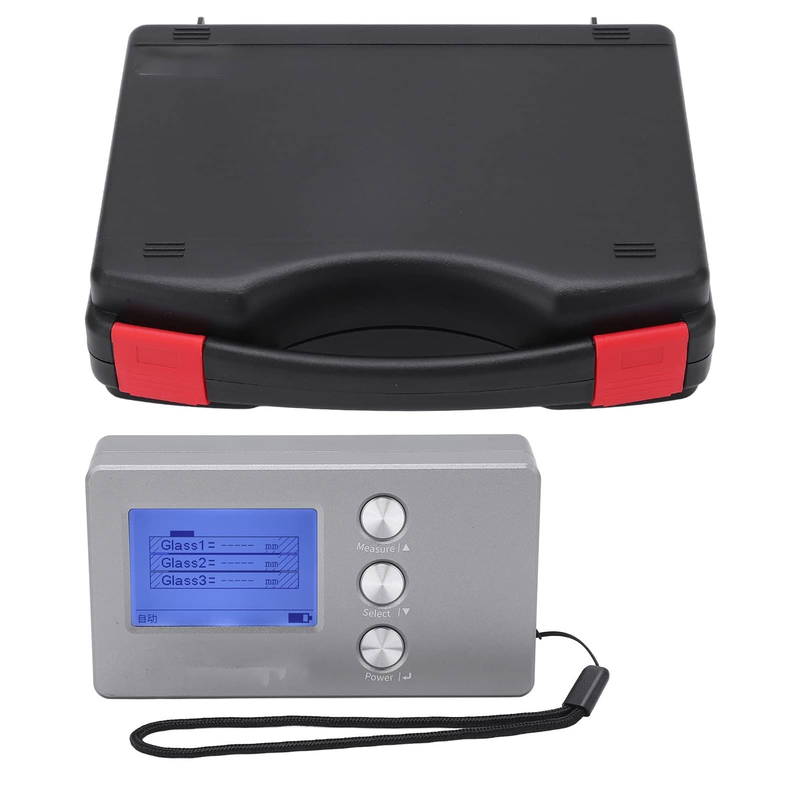 Cyfrowy miernik grubości szkła izolacyjnego z ekranem LCD i smyczą, dokładność ± 0,1 mm, szkło 70 mm i zakres szczeliny powietrznej 45 mm do laminowanego/hartowanego szkła