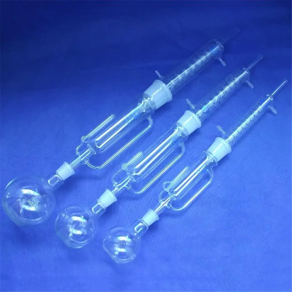Instrumentos y Equipos de Laboratorio Aparato de vidrio Soxhlet de 250 ml con condensador en espiral y cuerpo extractor. Cristalería de laboratorio.