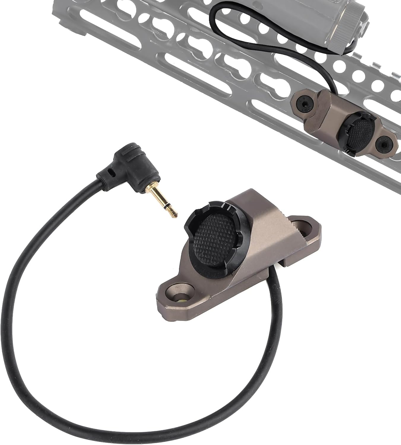 Remote Pressure Switch with 2.5mm Plug for PEQ DBAL NGAL Airsoft Laser Sight, Aluminium Alloy Tactical Light Switch Mount for Mlok/Keymod Rail