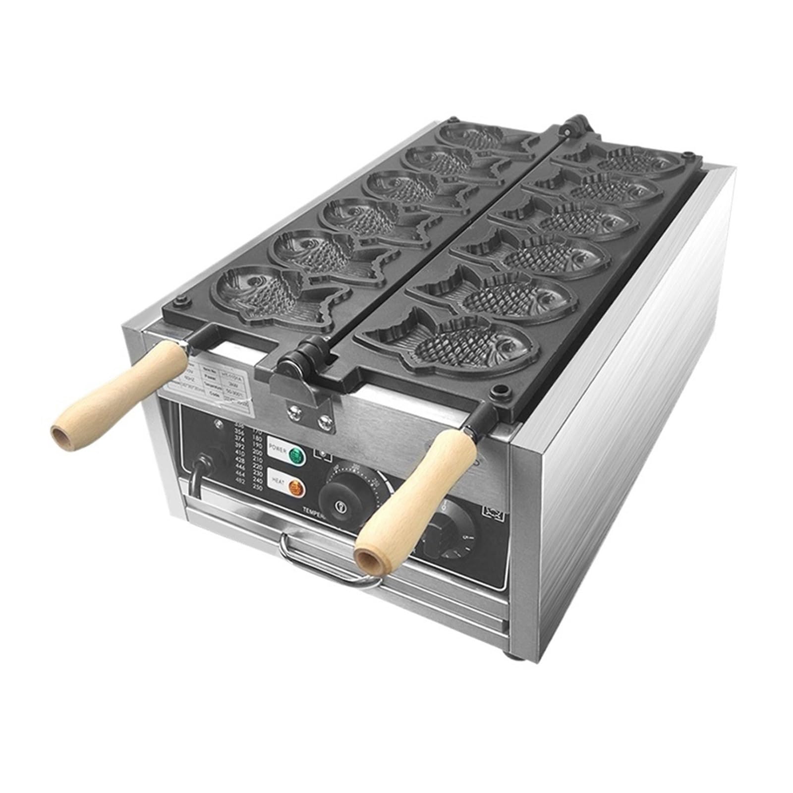 Máquina For Hacer Taiyaki Con Forma De Pescado, For Gofres, 6 Unidades, For Helados Y, 3000 W, Sartén Antiadherente DistribucióN Uniforme Del Calor