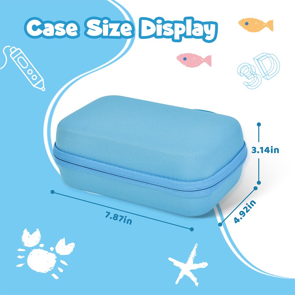 Custodia rigida per penna per stampa 3D SCRIB3D P1/MYNT3D Super 3D Pen antiurto custodia da viaggio rigida anti-goccia con tasca in rete per filamento PLA e caricabatterie, Blu