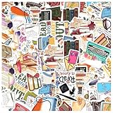Book and Typewriter Quote Design Vinyl 50pcs Stickers Pack for Writers Students Teachers Scrapbooking Laptop Decoration Wall Phone Case Hat Car Skateboard Bike Motorcycle