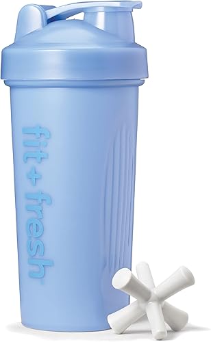 Fit & Fresh Botella agitadora, a prueba de fugas, botella deportiva fácil de limpiar, vaso mezclador de proteínas duradero, 24 onzas, con agitador