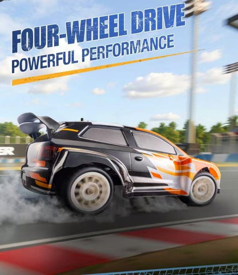 Mini RC Drift Rally Car z żyroskopem, 1:12 pełnowymiarowy 32 km/h samochód wyścigowy z metalowymi wałami napędowymi i światłami LED, pojazd zdalnie sterowany 4WD, dla dorosłych (wersja RTR)