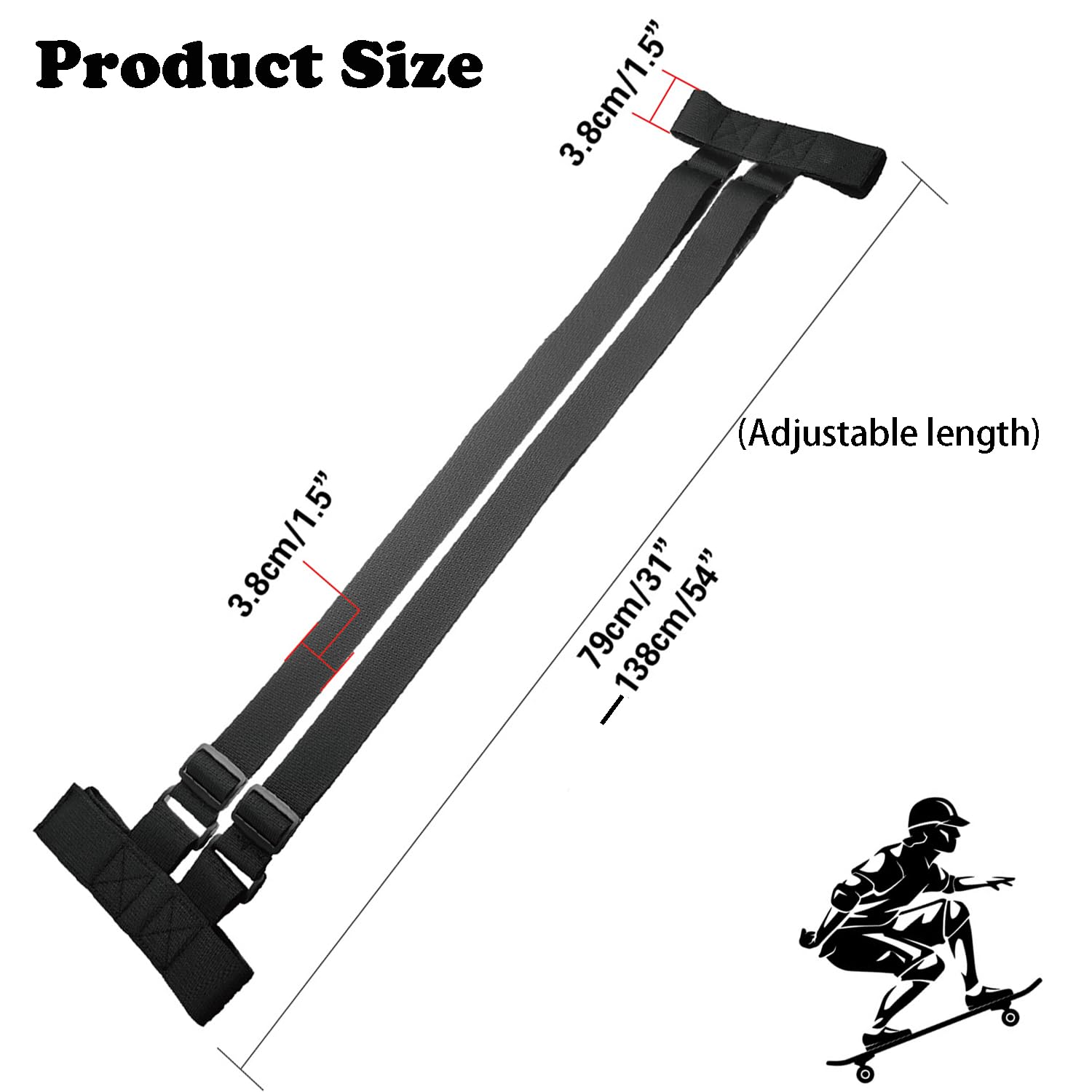 Transport pour épaule Skateboard, Porte-épaule pour Planche à roulettes, Sangle de Transport pour Épaule de Skateboard, Sac à Dos pour Longboard, pour Les Skateboards/Snowboards