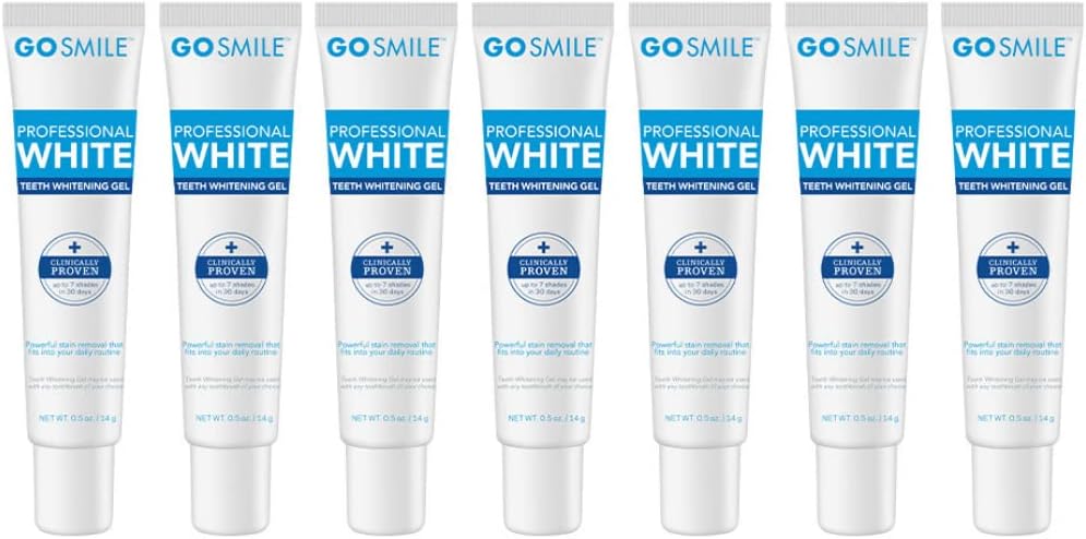 GO SMILE Professional 7-Week Teeth Whitening Gel Set - Tooth Enamel Whitener & Stain Remover In Travel Size Tubes - Whitening Strips Alternative, No Added Sensitivity - Refreshing Mint .5 oz (Pk Of 7)