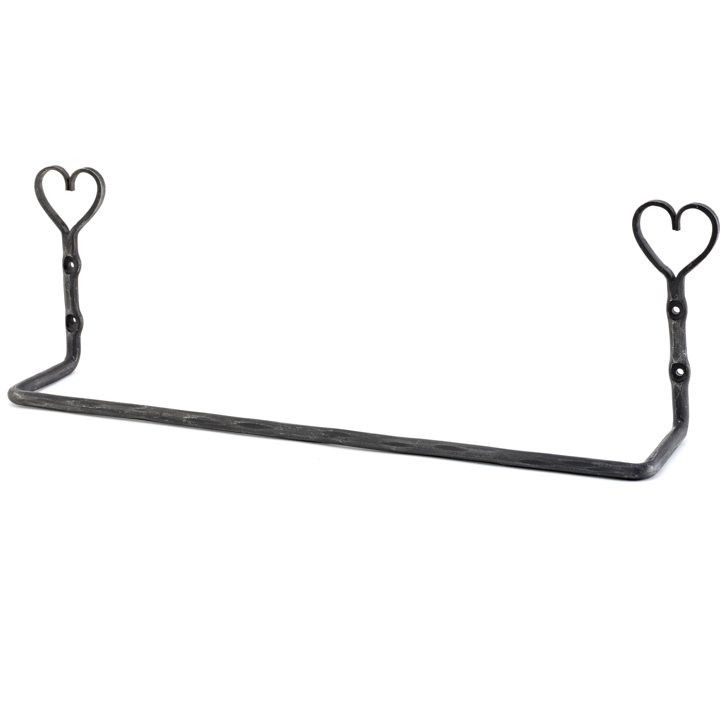 Wall Mounted Hanging Towel Rail Black Wrought Iron Heart-Shaped