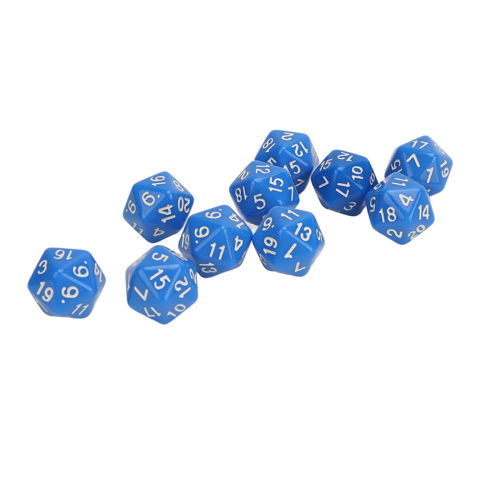 Zestaw Kości Wielościennych, 10 Sztuk 20-stronnych Kości ze Złotymi Liczbami do Gier Stołowych Dungeons and Dragons RPG (BLUE)