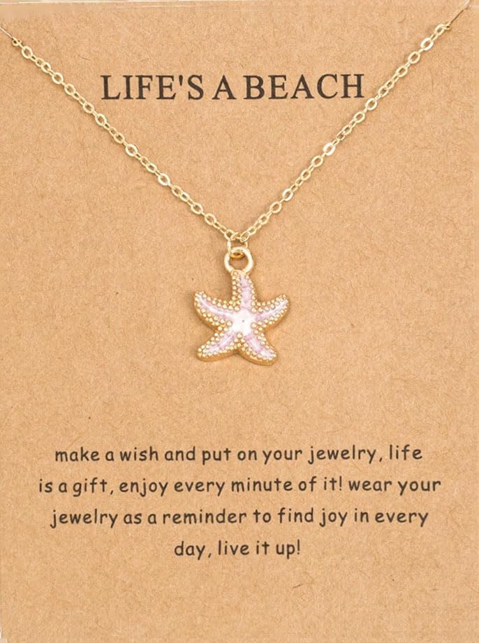 Rrdaily 6 Pcs Gold Starfish Necklace Sets Boho Beach Gifts for Women Cute Starfish Pendant Necklace Pack Friendship Necklace for Birthday Party Favors Vacation Jewelry - Image 7