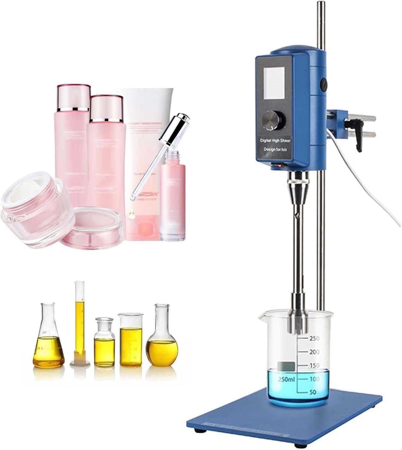 Laboratory Dispersing Homogenizer, High Speed Homogenizer Lab Disperser Emulsifier, 500w Digital Display Blender for Cosmetics with Adjustable Speed 2000~28000rpm, Timing Control 6000 Minutes,28F