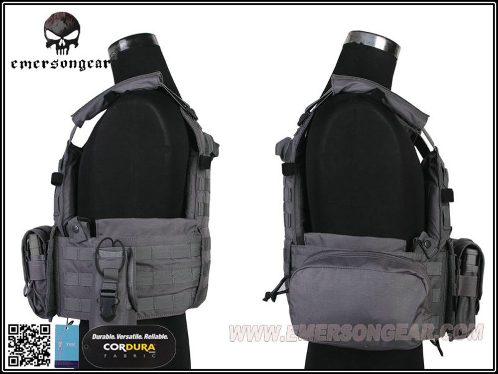 Amazon | EMERSON LBT6094Aスタイル プレートキャリア 3ポーチ付 Wolf