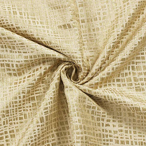 Image of Story@Home Bloom Collection Jacquard Checks Pattern Ring top Eyelet 2 Piece Door Curtain - 7 Feet, Beige