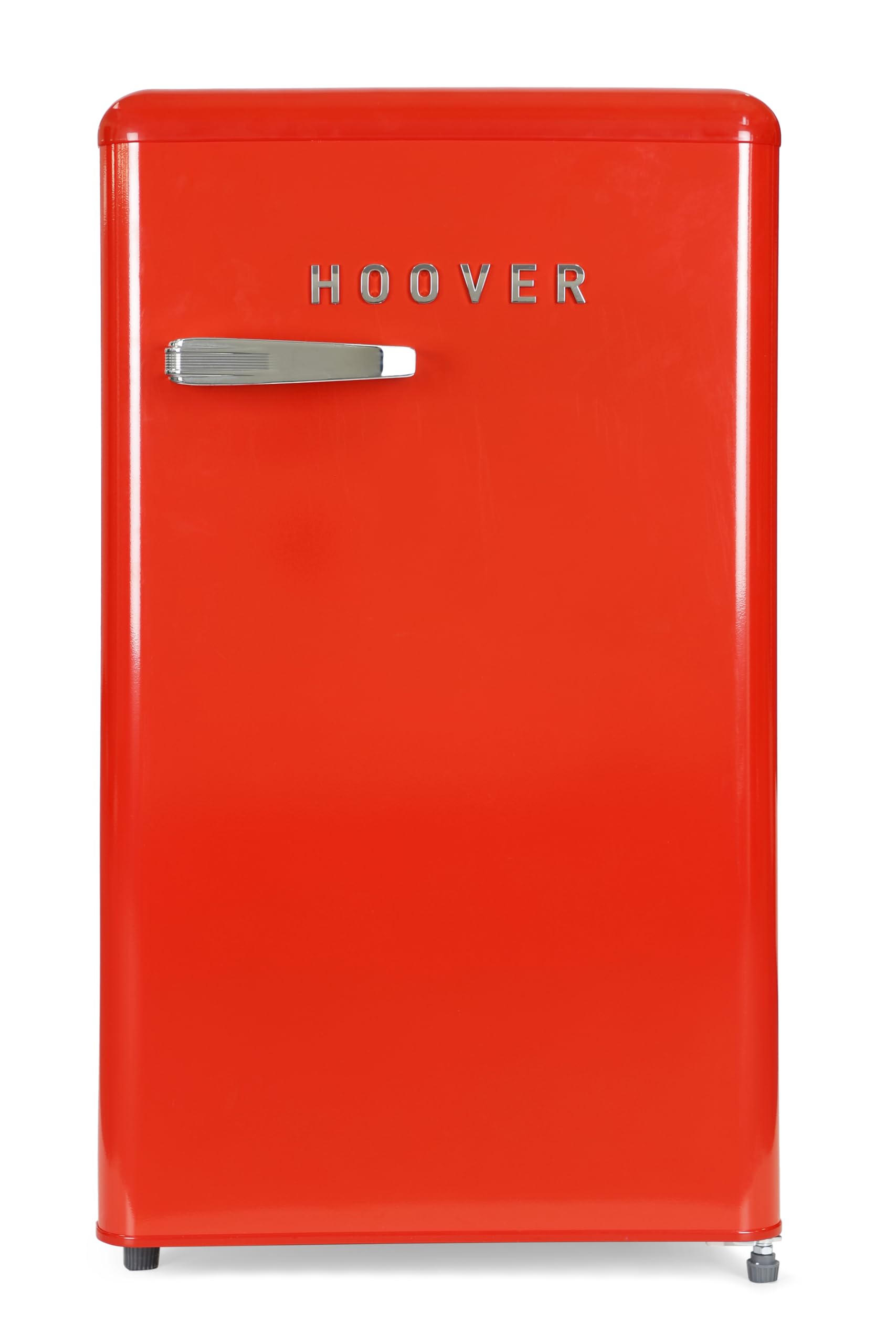 Hoover 123L Retro Style Single Door Refrigerator, Compact Free Standing Fridge with Freezer, Tempered Glass Shelves, Adjustable Thermostat, Eco-Friendly, 1 Year Warranty, Red- HSD-K123R