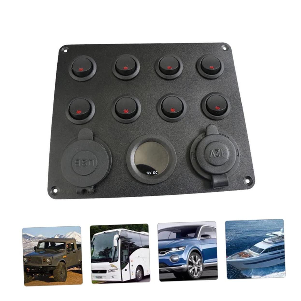 PartyKindom Pannello Pulsanti Voltmetro Digitale Doppia Porta USB per Camper Auto Nave Yacht
