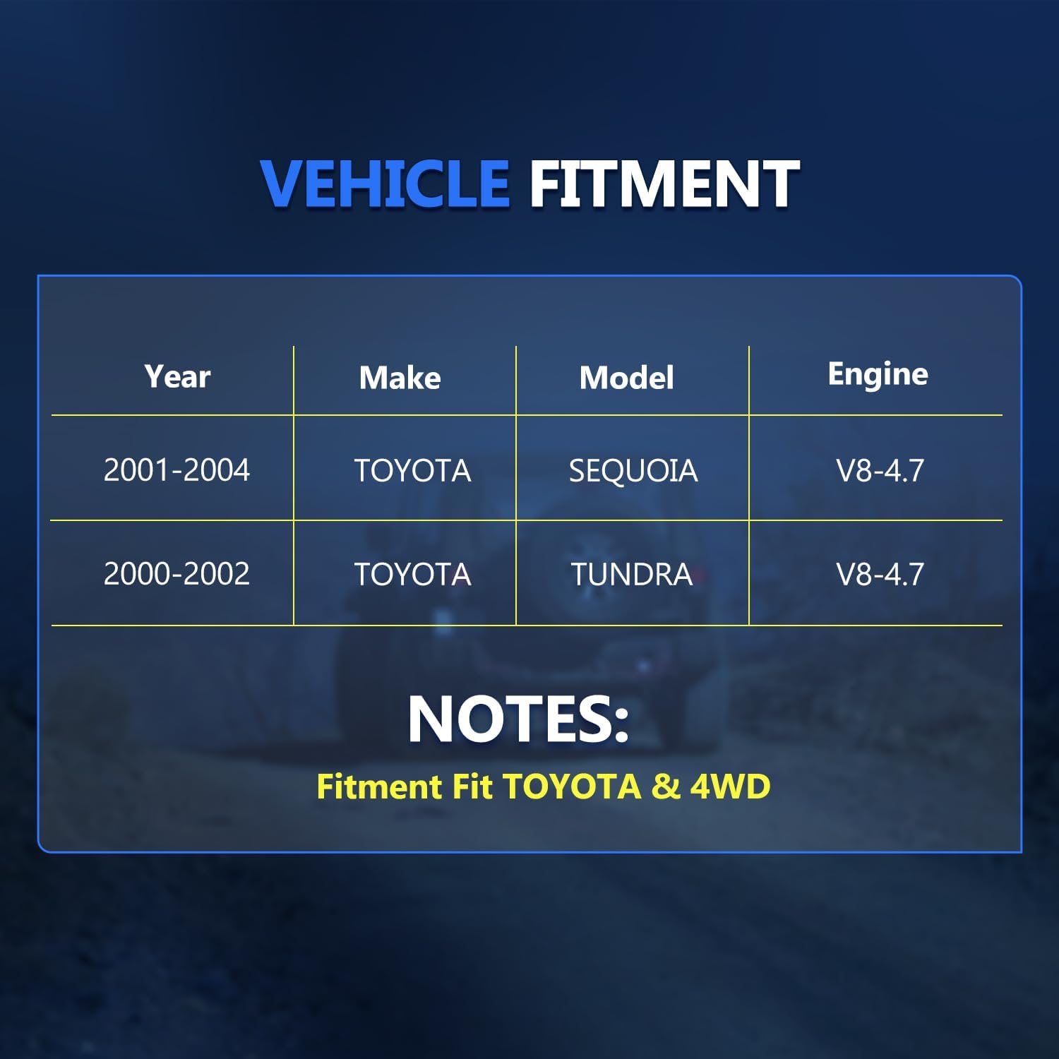 MAXFAVOR 4Pcs Oxygen Sensor O2 Sensor Replacement for 2000 2001 2002 2003 2004 Toyota Tundra Sequoia 4.7L 4WD Only 02 Sensor Upstream and Downstream 234-4169 x2 234-4162 x2