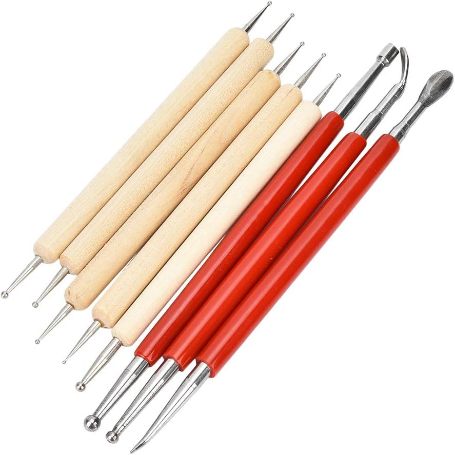 Wood Carving Tools Handle 16×8×1 8Pcs DIY Handmade Leather Craft Carving Stylus Tool Spoon Double Point Drill Pen Kit Set