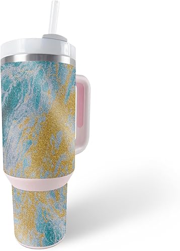 Miniatura 8 de MightySkins - Vaso con purpurina brillante compatible con Stanley The Quencher H2.0 FlowState de 40 onzas, cuarzo naranja, acabado protector y