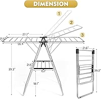 Vista 2 de APEXCHASER Perchero de Ropa, Perchero de Secado de Ropa con Altura Ajustable, Plegable con Alas de Gaviota para Lavandería, Uso en Interior y Negro