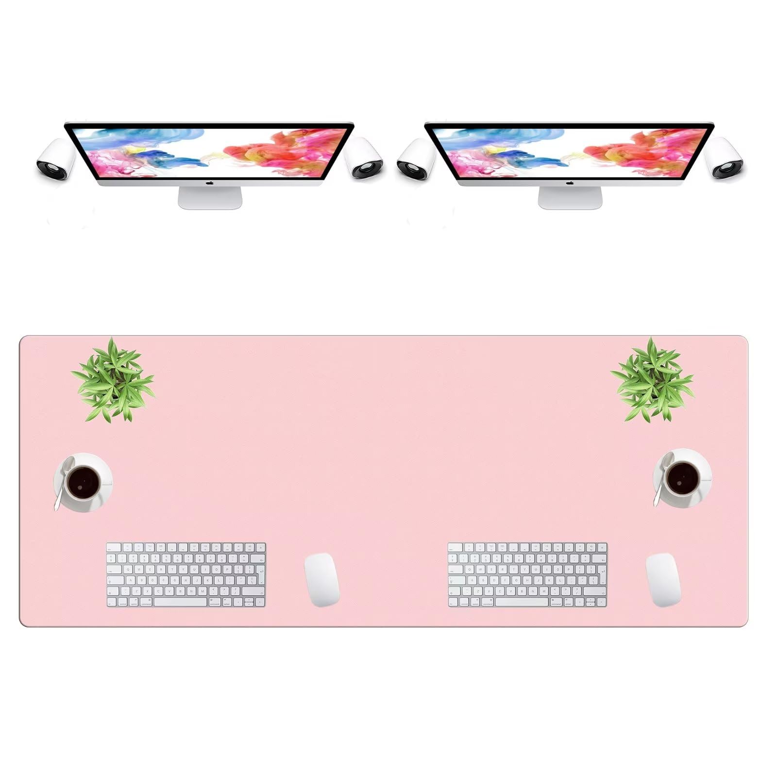 LL-COEUR Extra Large PU Leather Desk Mat Large Mouse Pad XXL Waterproof Table Mat Office Laptop Writing Pad (59.1 x 23.6 inch, Pink) — image 1