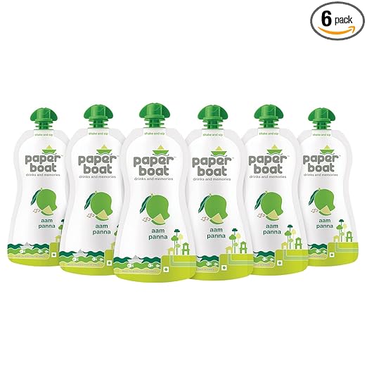 Paper Boat Aam Panna, Mango Drink, Tangy and Sweet Taste, No Added Preservatives and Colours (Pack of 6, 200ml each)