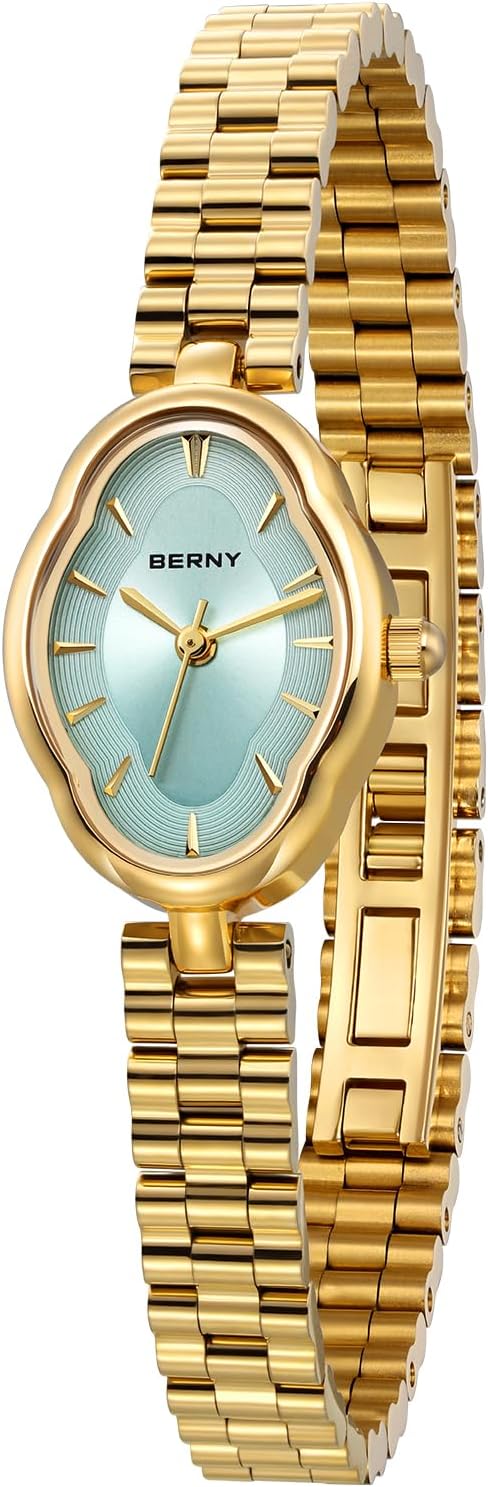 Gold Watches for Women Dainty Ladies Quartz Watch Vintage Copper Mirrors Shape Japanese Quartz Movement 3ATM Waterproof Fashion Female Wrist Watch Luxury Birthday Gifts