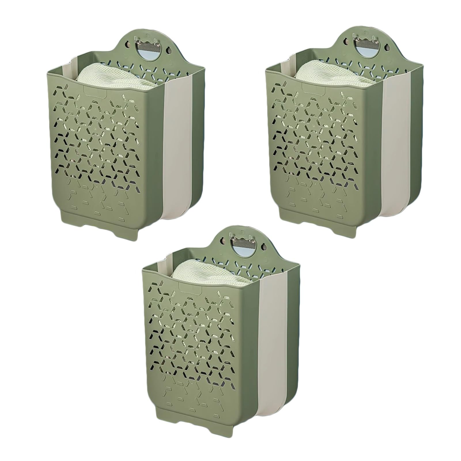 Folding dirty laundry basket, Foldable Laundry Basket, Multicolor, 1/2/3 Pcs(Green,3Pcs)