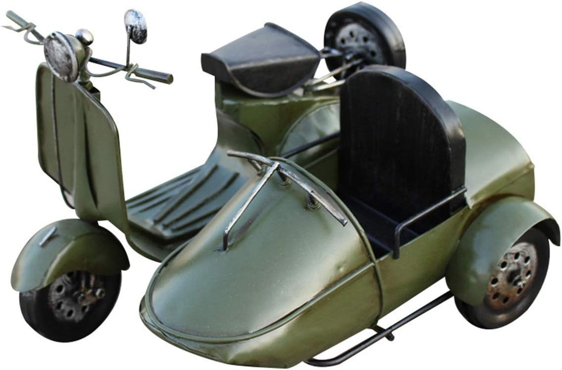Motorcycle Model Green Tricycle Model Wrought Iron Retro Craft Gift Home Decoration Motorcycle Display Model (Color : Green Size : 16.5x21x18.5cm)