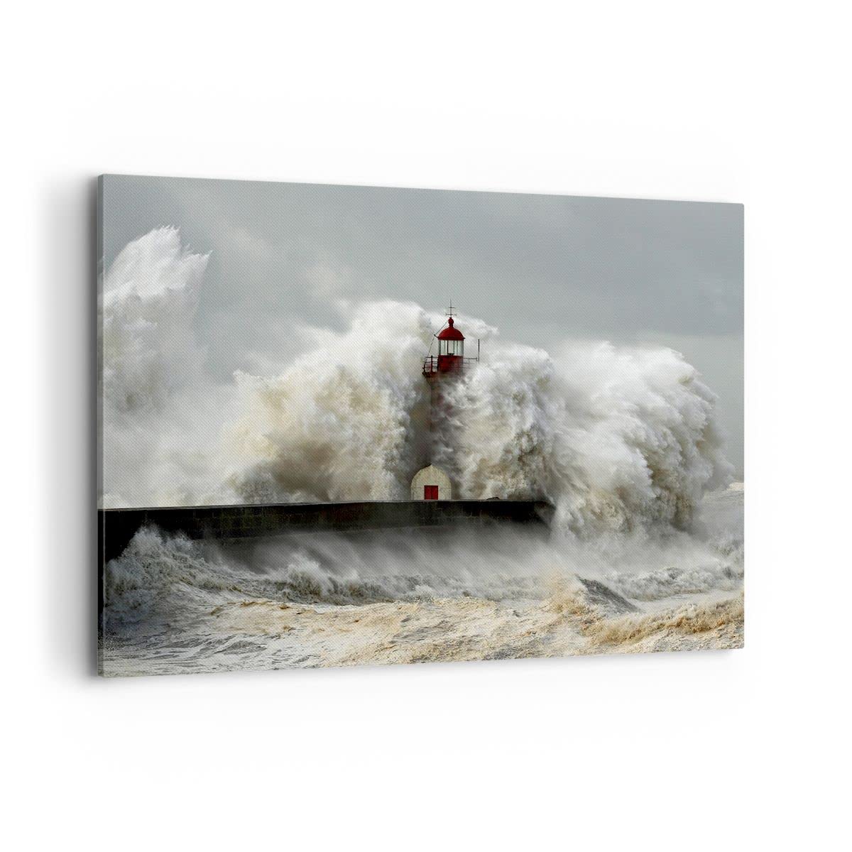 ARTTOR Wall Art Decoration Lighthouse ocean storm Canvas Print 120x80cm Canvas Picture Framed Living Room Bedroom Kitchen Printed Modern Artwork Large XXL Home Decor Photo Gallery AA120x80-2442