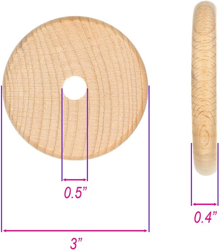 Craft County 3 Inch Wooden Disc Bead – for DIY Projects, Making, and Counting Tiles (25 Pack)