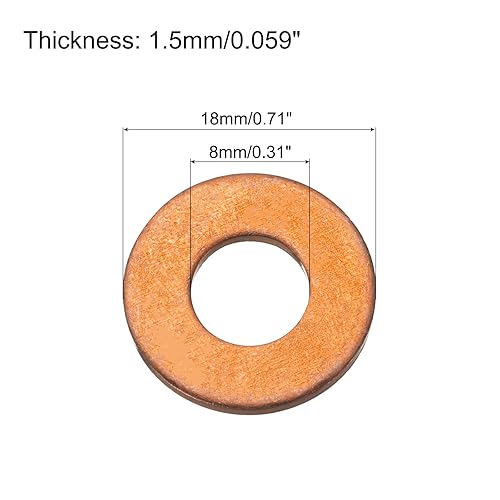 Miniatura 2 de uxcell Junta de anillo de sellado de cobre 0.315 in ID 0.709 in OD arandelas planas para tapones de sumidero, accesorios hidráulicos de agua,