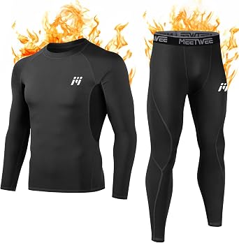 MEETWEE Men s Thermal Underwear Set, Winter Long Sleeve Base Layer Quick Dry Long Johns Compression Suit for Workout Skiing Running Hiking