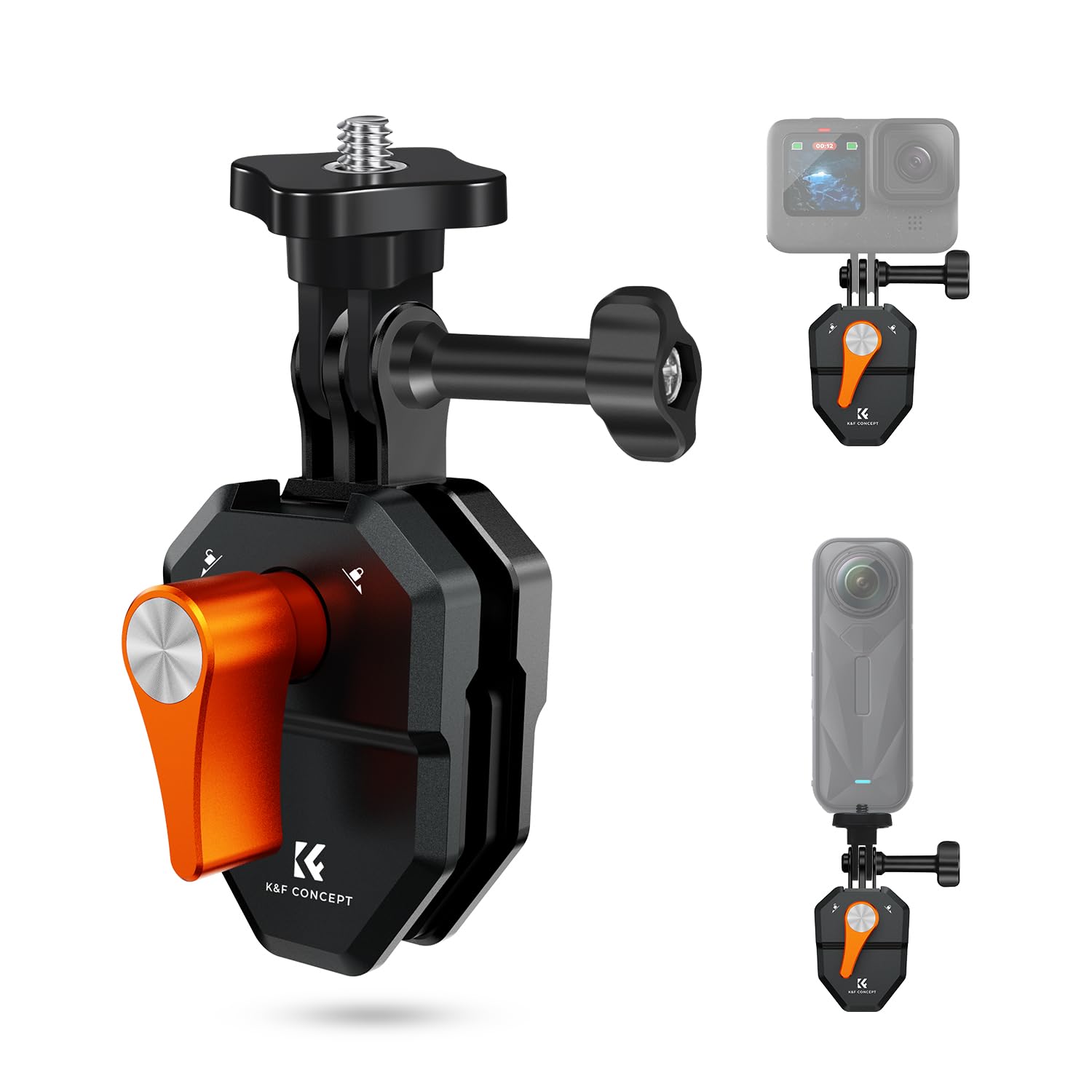 K&F CONCEPT Motorrad Windschutzscheibe Clamp für Go Pro Hero 13/12/11, Aluminiumlegierung Halterung Klemme Clip für DJI Osmo Action 3/4/5 Pro/6, Insta360 X5/X4, DJI Osmo 360 Action Kamera Zubehör