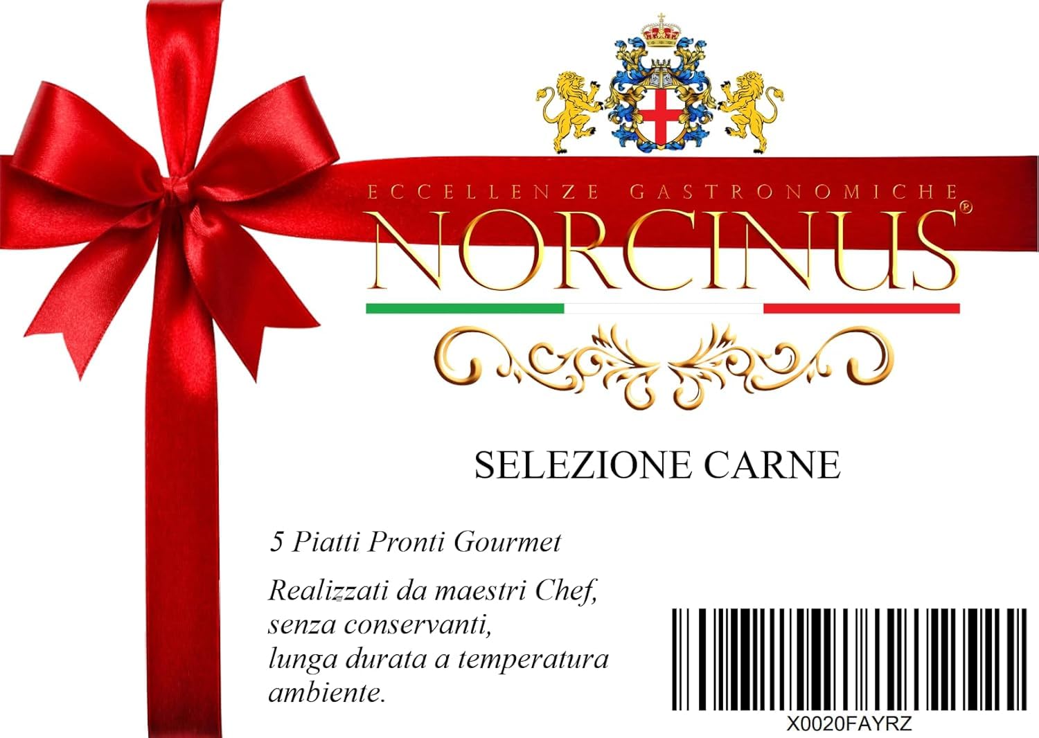 Selezione di 5 piatti pronti gourmet con carne, Norcinus, eccellenza gastronomica italiana