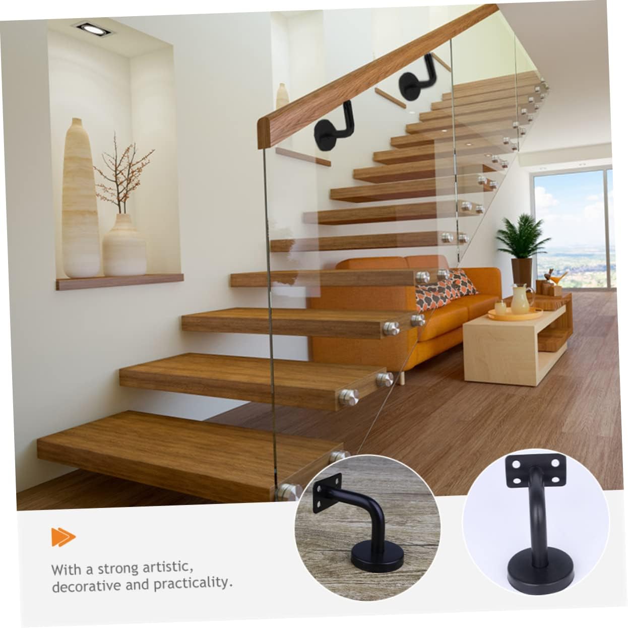 6pcs Stainless Steel Handrail Bracket for Indoor Stairs Grab Bar Staircase Handrails Decorative Hand Rails