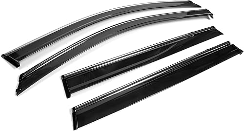 IKON MOTORSPORTS Viseras de ventana compatibles con Jeep Cherokee KL 2014-2021, inyección con moldura cromada de policarbonato contra la lluvia