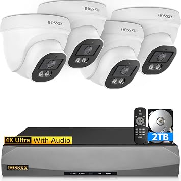 4K PoE Security Camera System Wired Dome Cameras 2TB HDD 45 Days Recording
