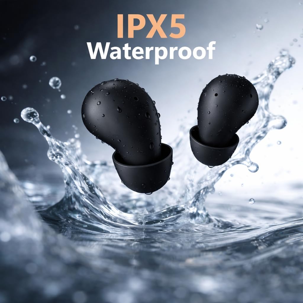 Mini Invisible Earbuds for Work and Sleep - Low Profile Hidden Ear Buds with LED Display Stereo Sound - Secure Fit Smallest Earbuds - 24H Battery Earphones with USB Cable, Replacement Caps