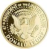 Trump 2024 Save America 47th Presidential Gold Challenge Coin in Diamond Display Case with Certificate of Authentication & Display Stand (2024 D)