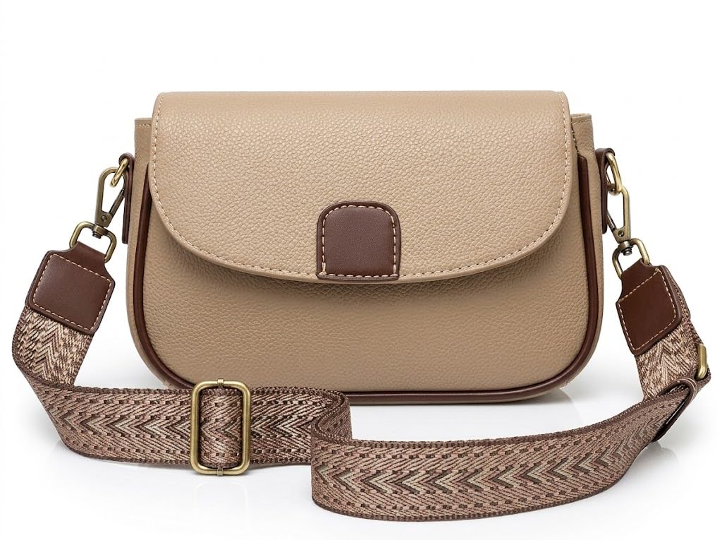 PAVILONN Women's PU Leather Sling Bag for Women, Crossbody Shoulder Handbag, Adjustable Strap, Magnetic Flap, Lightweight Fashion Purse, Office Travel College Daily Use, Beige-picture-33