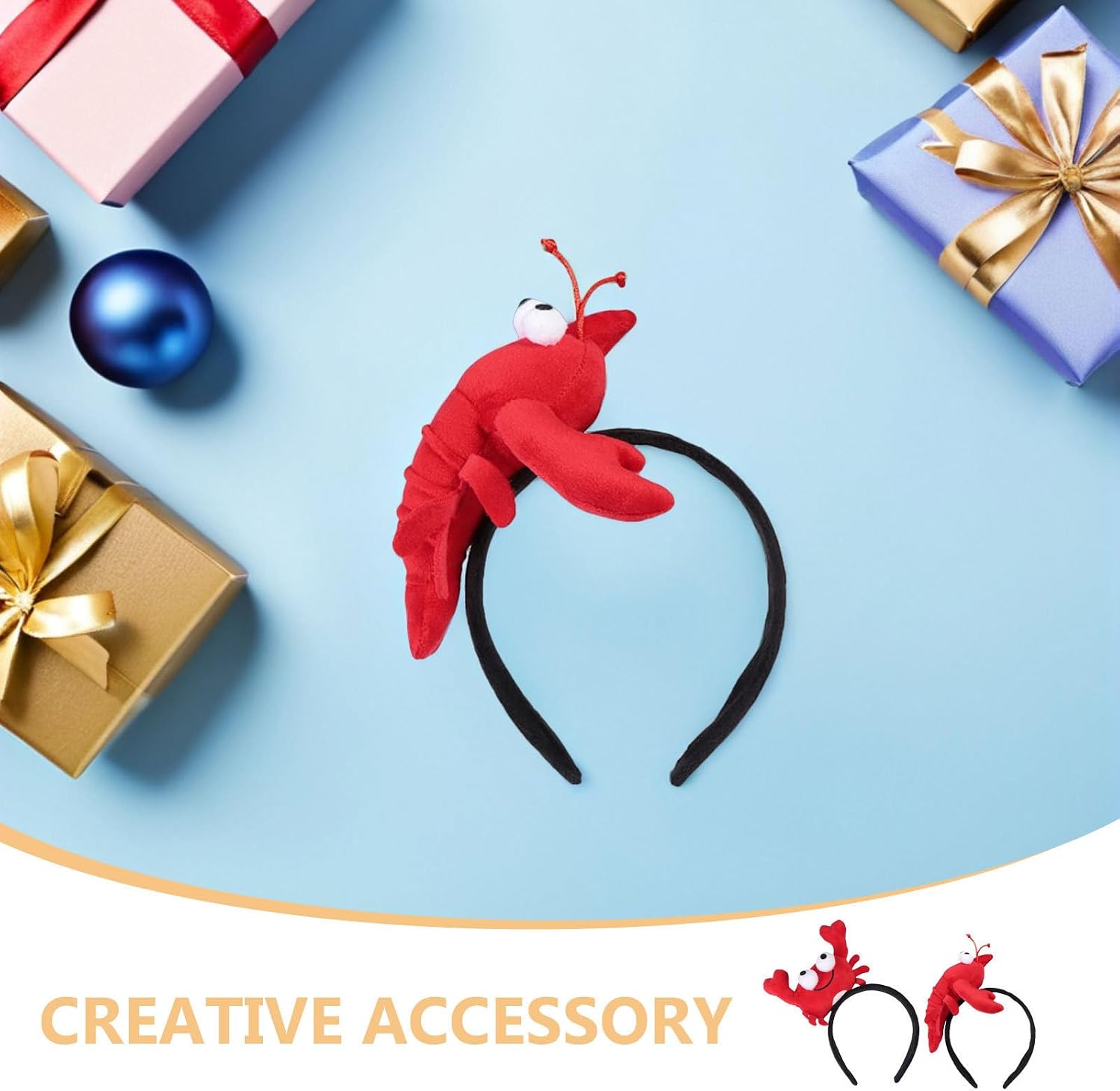6pcs Red Lobster Crab Headbands for Adults, Lightweight Fabric Ocean Animal Headwear with Lobster Claws, for Halloween, Festivals, and Party Dress up Accessories