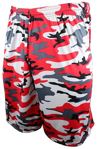 Epic Men's 9" & 6" Pro Blade Single Layer (Camo Print) Red Basketball Shorts 3XL