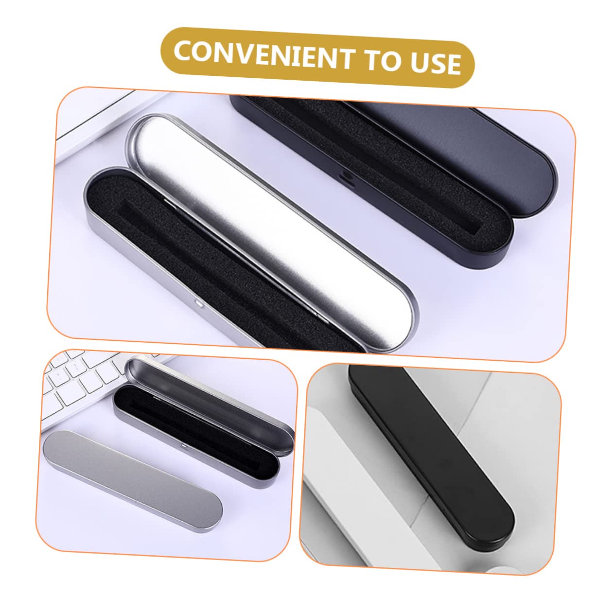 OSALADI 10 set Scatola Per Penne Scatola Per Cancelleria Piccolo Astuccio Per Matite Organizer Da Scrivania Portapenne In Alluminio Astuccio Per Matite Piatto E Rigido 4 pezzi * 10