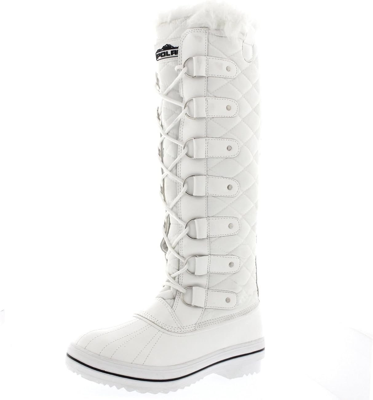 POLAR Womens Quilted Knee High Duck Rain Lace Up Muck Snow Winter Boots