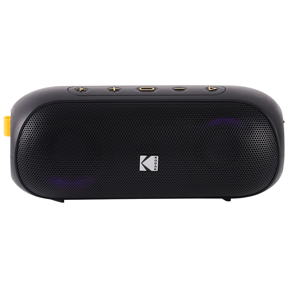 KODAK PWS - 2233 - Altavoz Bluetooth 20W RMS (2×10W), Resistente IPX6, Autonomía 8,5 Horas, TWS Estéreo, Batería 2000 mAh, Alcance 10 m, LED RGB, Entrada AUX y Lectura MicroSD, Carga USB-C